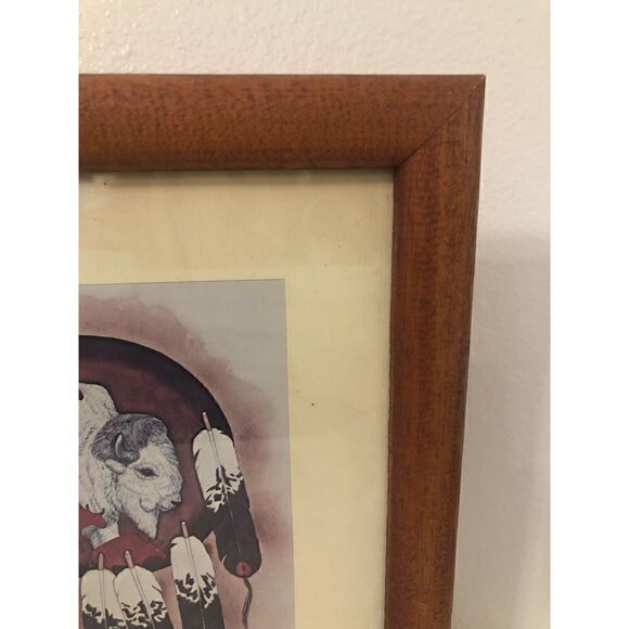 5/$15 SALE Wintercount Native American Framed Buffalo Bison Feather Wood Decor - Picture 7 of 12